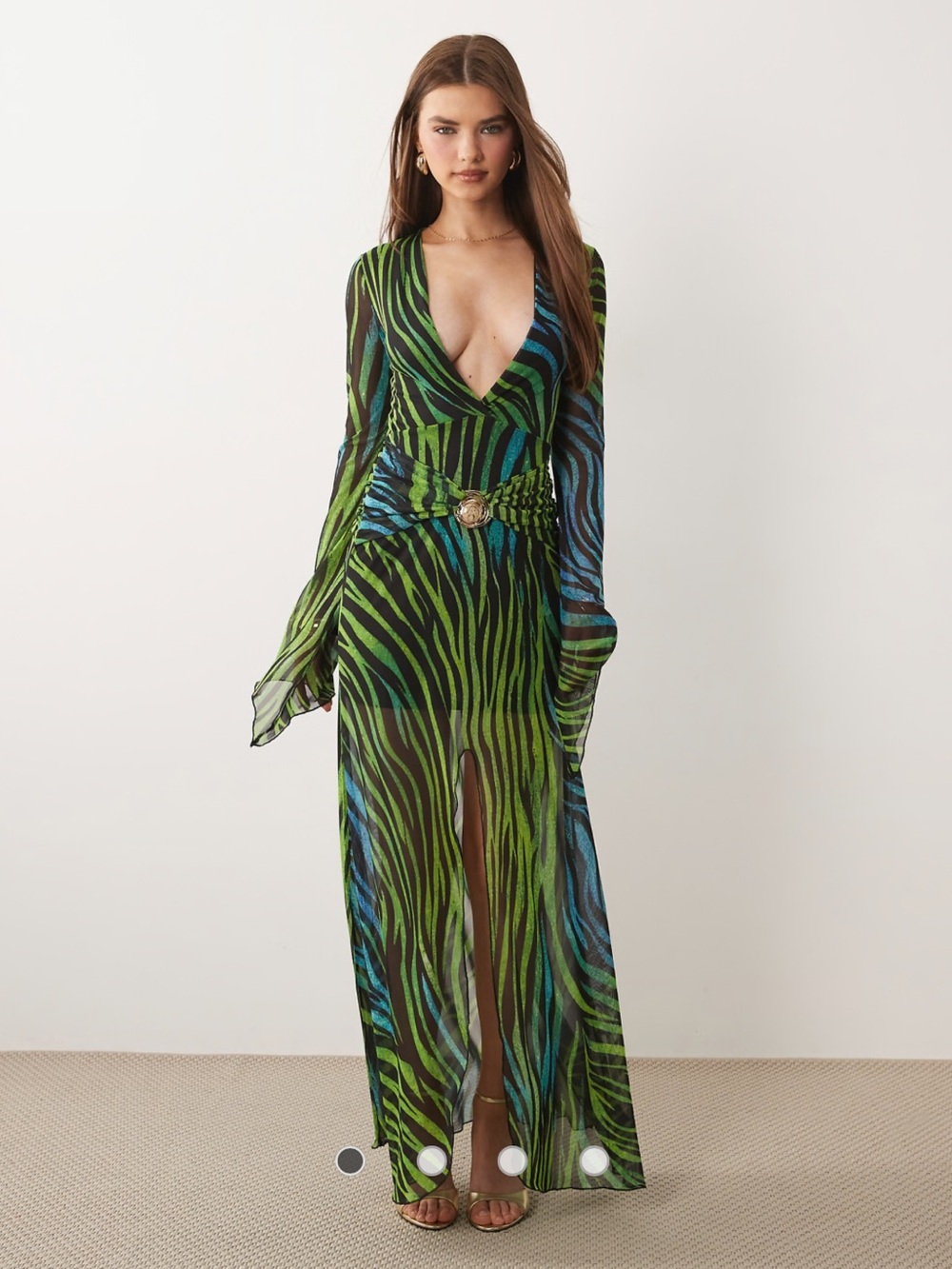 ASOS Kaiia plunge long sleeve maxi dress